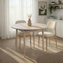 Hanah Home Mesa de Comedor Extensible Travertino y Roble, Tablero de Melamina 18mm, Patas de Madera, 100x100x75 cm (Extiende a 131 cm)